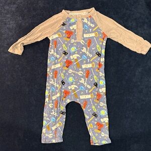 Angel Dear Tool Print One Piece with Tan Sleeves